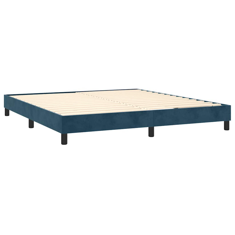 Pat box spring cu saltea, albastru închis, 160x200 cm, catifea