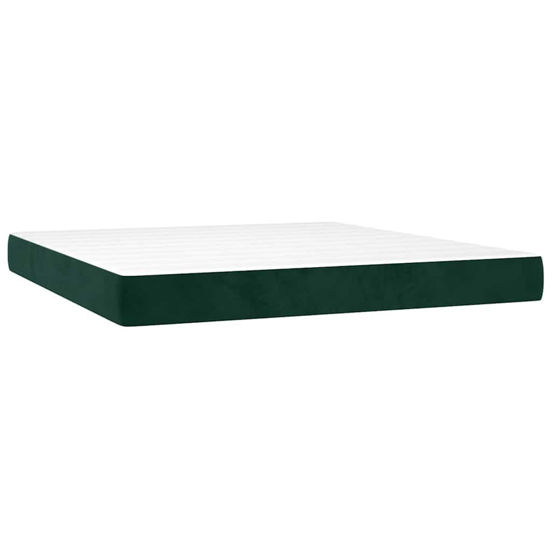 Pat box spring cu saltea, verde închis, 180x200 cm, catifea