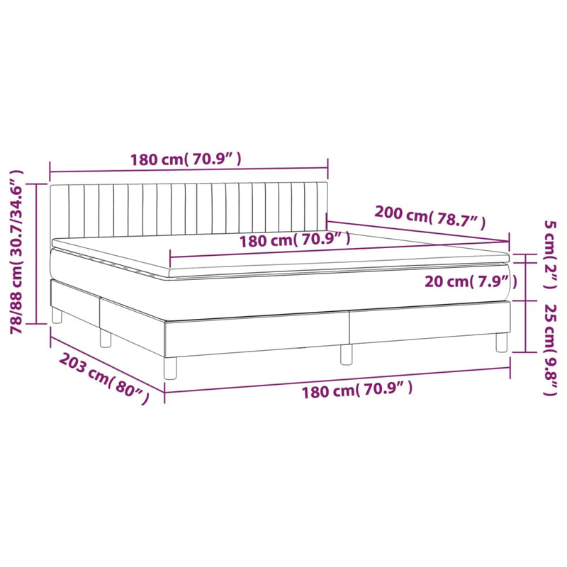 Pat box spring cu saltea, roz, 180x200 cm, catifea
