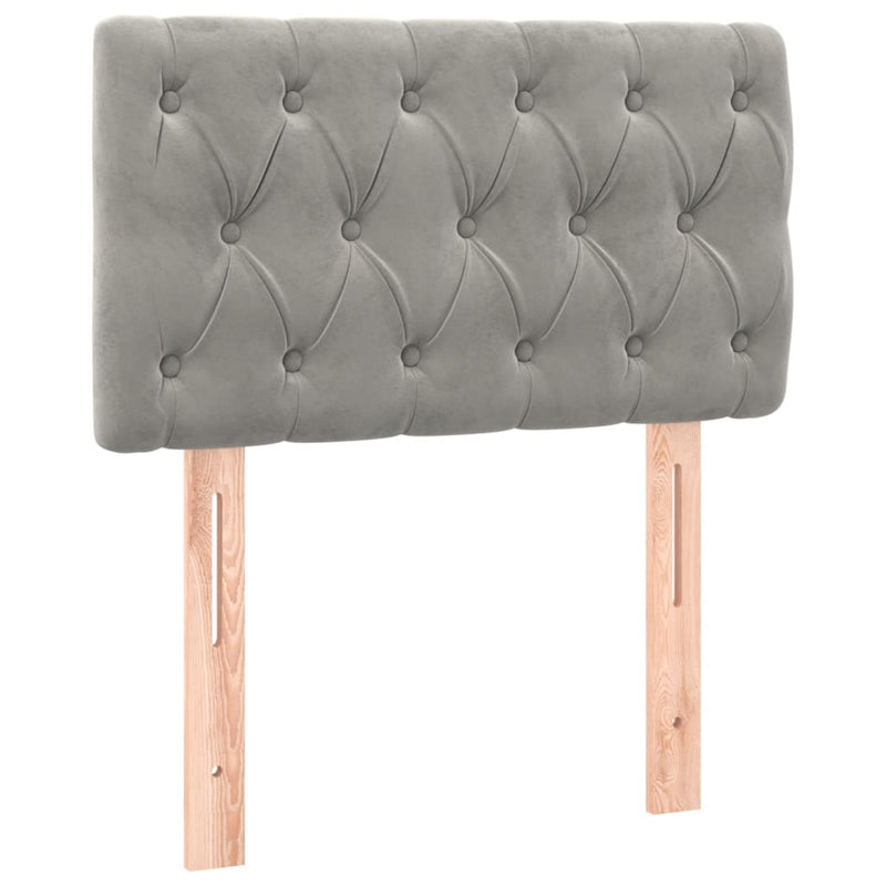 Pat box spring cu saltea, gri deschis, 80x200 cm, catifea