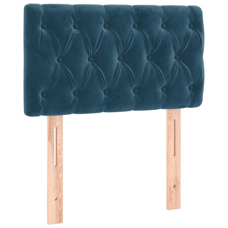 Pat box spring cu saltea, albastru închis, 80x200 cm, catifea