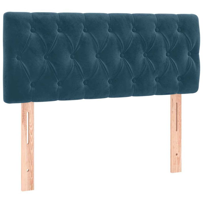 Pat box spring cu saltea, albastru închis, 90x190 cm, catifea