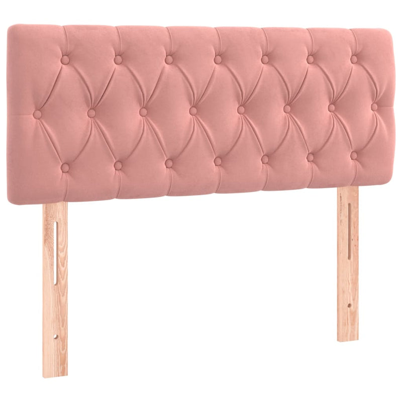 Pat box spring cu saltea, roz, 90x190 cm, catifea