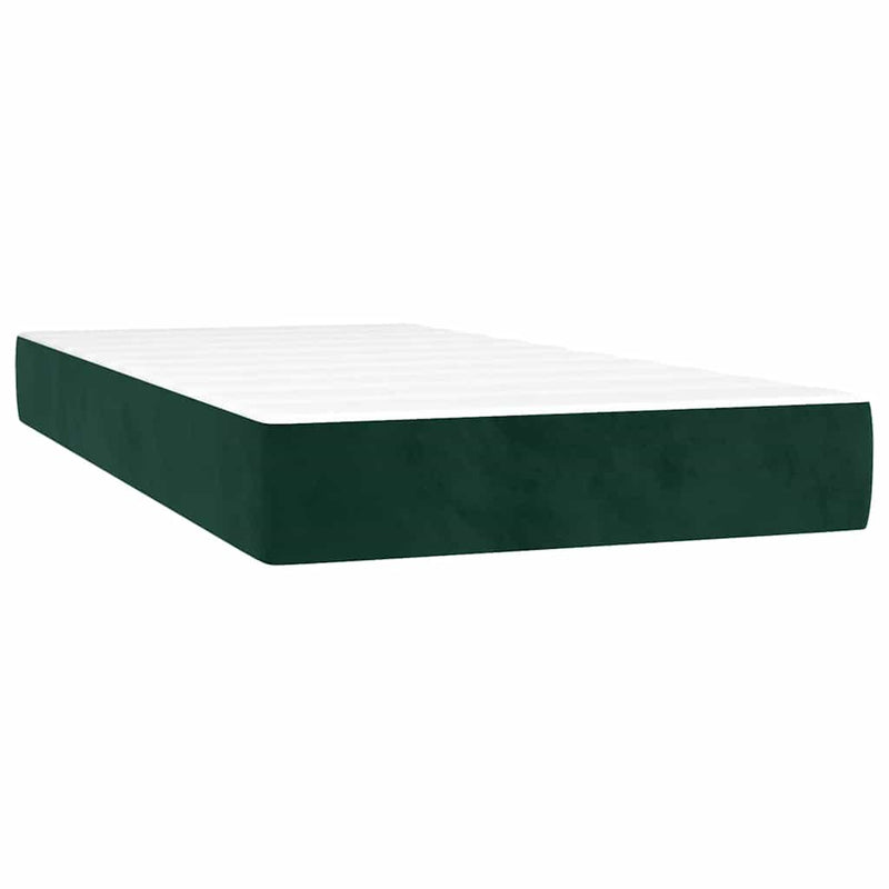 Pat box spring cu saltea, verde închis, 90x200 cm, catifea