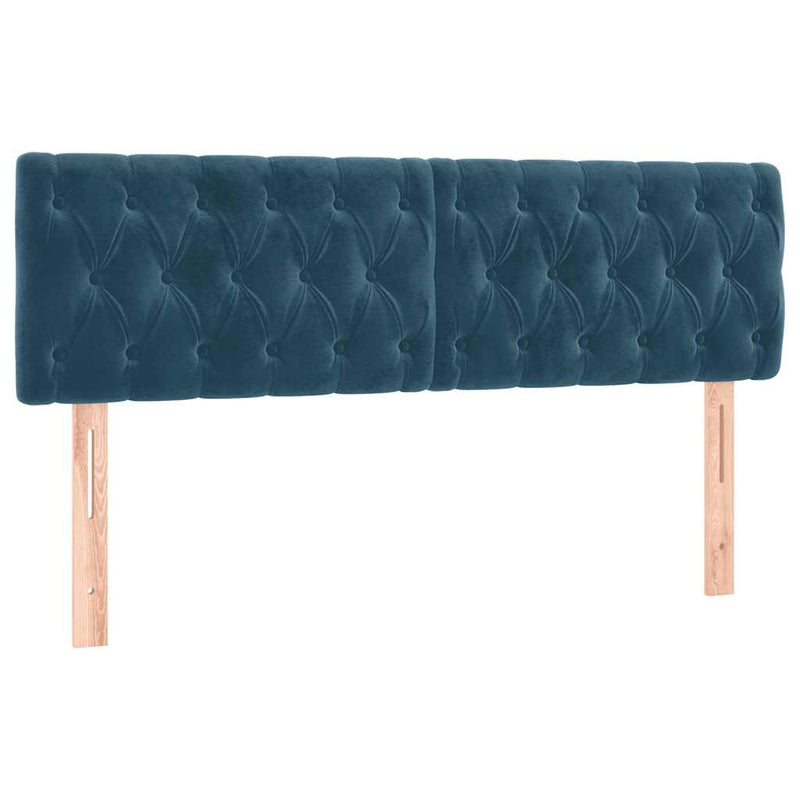 Pat box spring cu saltea, albastru închis, 140x190 cm, catifea
