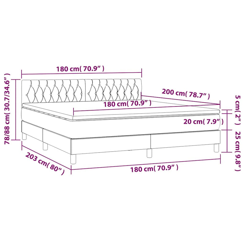 Pat box spring cu saltea, albastru închis, 180x200 cm, catifea