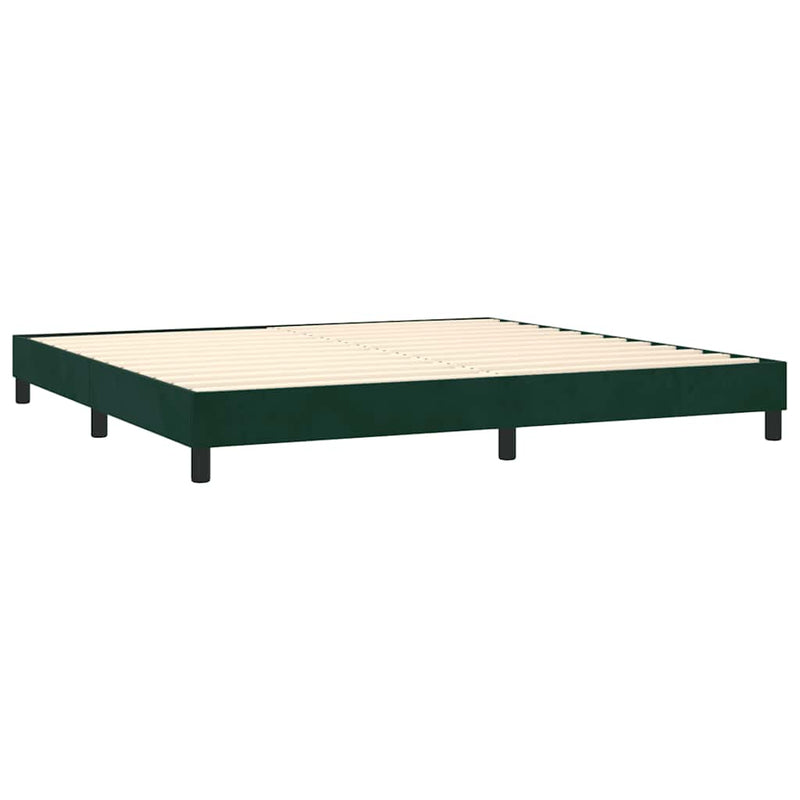 Pat box spring cu saltea, verde închis, 200x200 cm, catifea