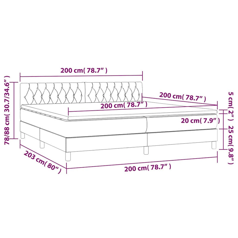 Pat box spring cu saltea, verde închis, 200x200 cm, catifea