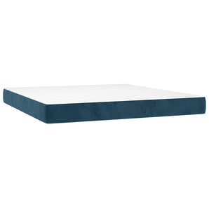 Pat box spring cu saltea, albastru închis, 200x200 cm, catifea