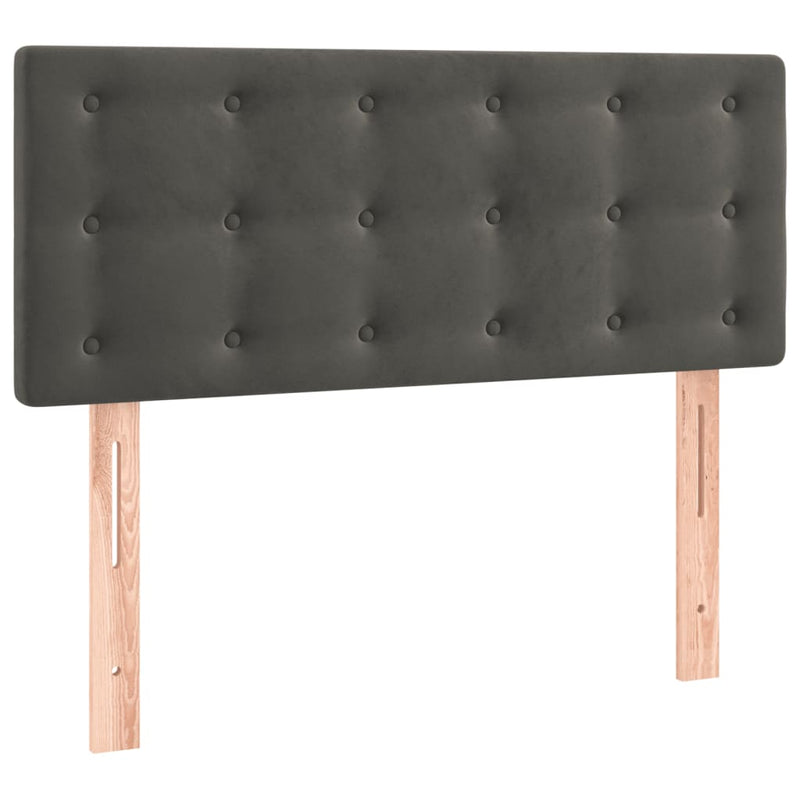 Pat box spring cu saltea, gri închis, 80x200 cm, catifea