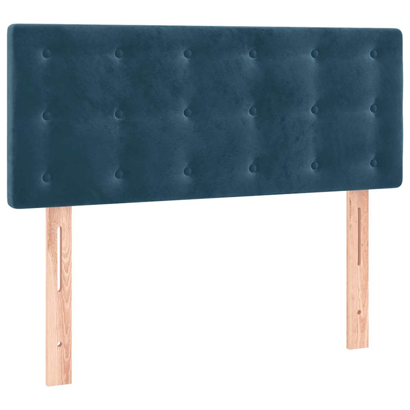 Pat box spring cu saltea, albastru închis, 90x190 cm, catifea