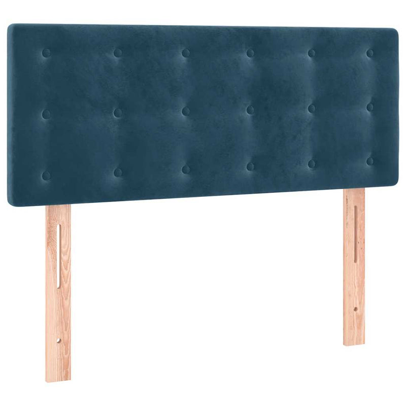 Pat box spring cu saltea, albastru închis, 90x200 cm, catifea