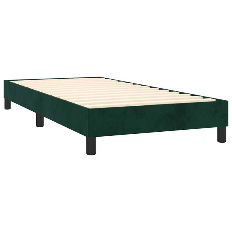 Pat box spring cu saltea, verde închis, 100x200 cm, catifea