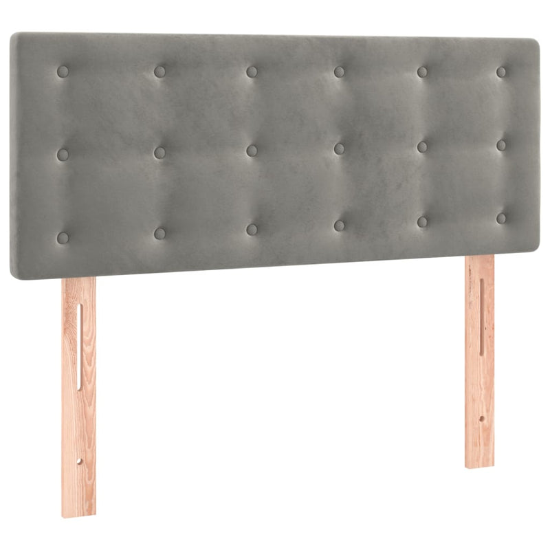 Pat box spring cu saltea, gri deschis, 120x200 cm, catifea