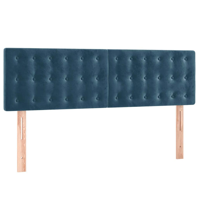 Pat box spring cu saltea, albastru închis, 140x190 cm, catifea