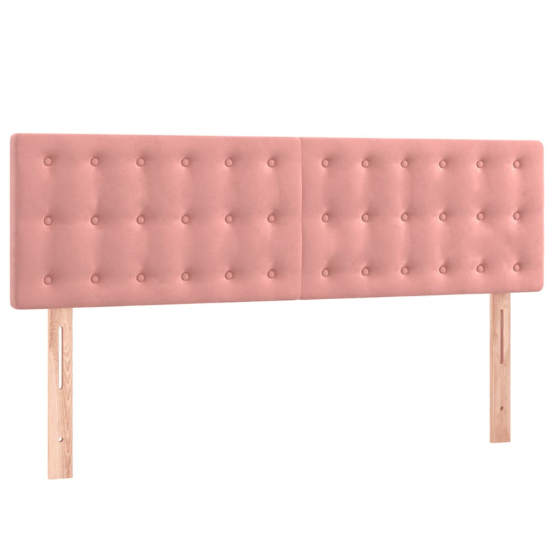 Pat box spring cu saltea, roz, 140x200 cm, catifea