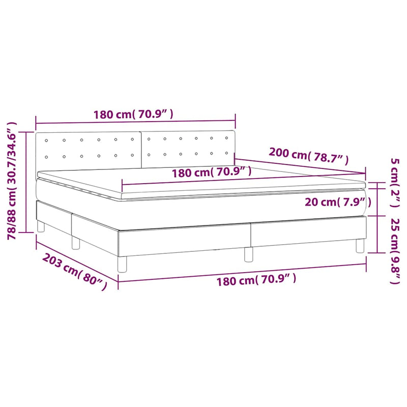 Pat box spring cu saltea, albastru închis, 180x200 cm, catifea