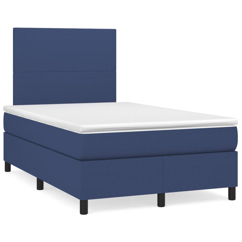 Pat box spring cu saltea, albastru, 120x200 cm, textil