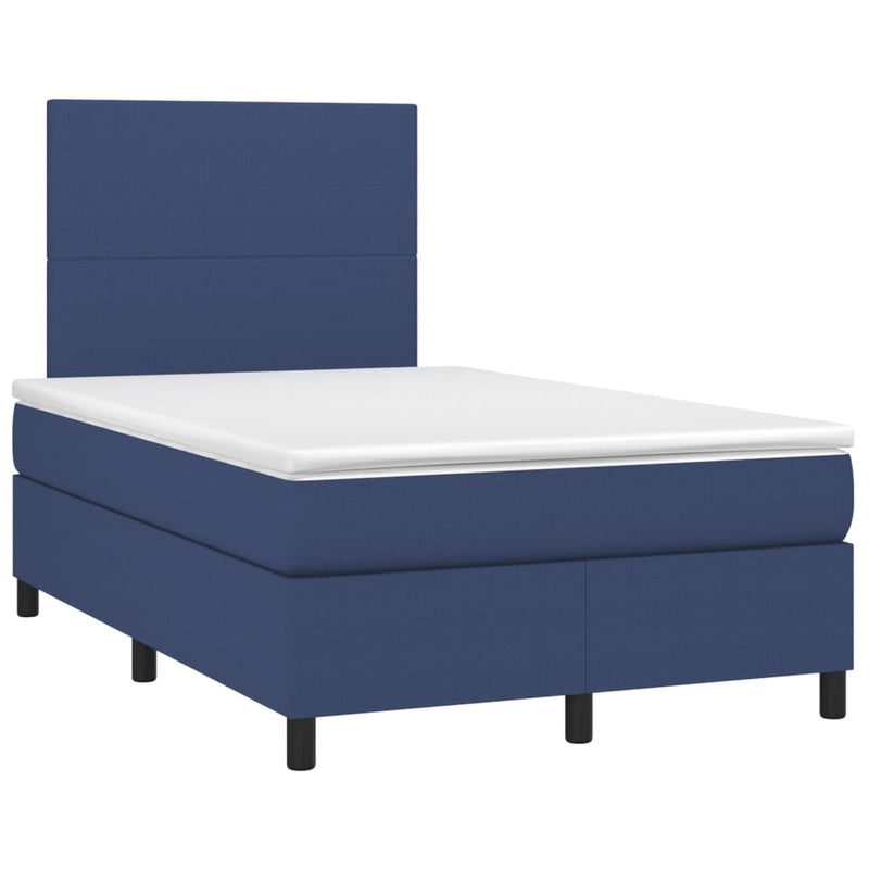 Pat box spring cu saltea, albastru, 120x200 cm, textil