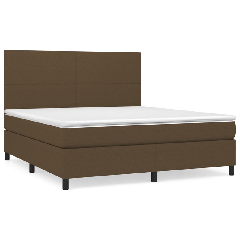 Pat box spring cu saltea, maro închis, 160x200 cm, textil