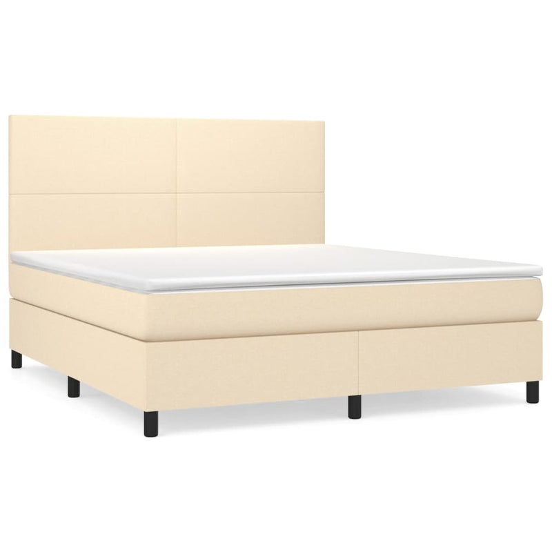 Pat continental cu saltea, crem, 180x200 cm, textil