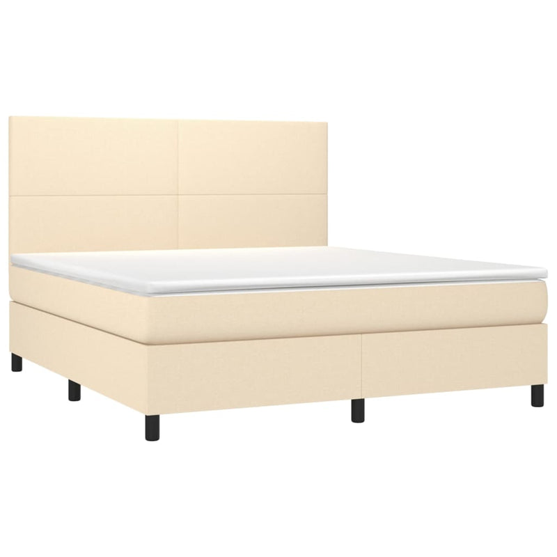 Pat continental cu saltea, crem, 180x200 cm, textil