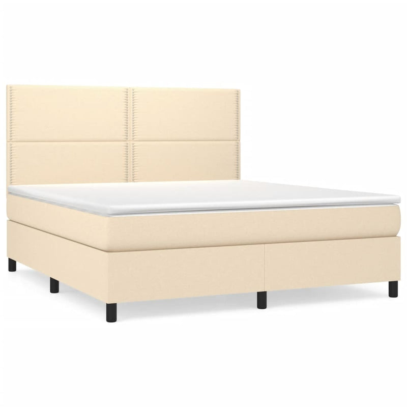 Pat continental cu saltea, crem, 180x200 cm, textil