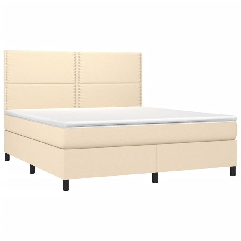 Pat continental cu saltea, crem, 180x200 cm, textil