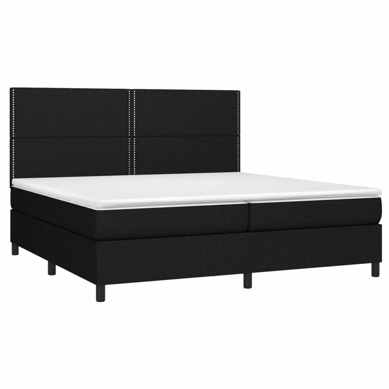 Pat box spring cu saltea, negru, 200x200 cm, textil