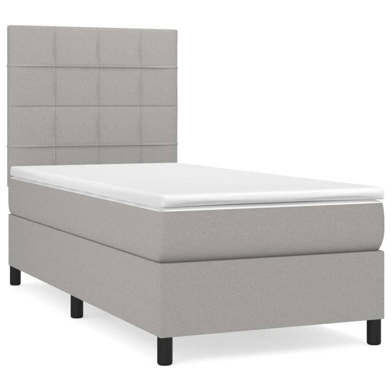 Pat continental cu saltea, gri deschis, 80x200 cm, textil