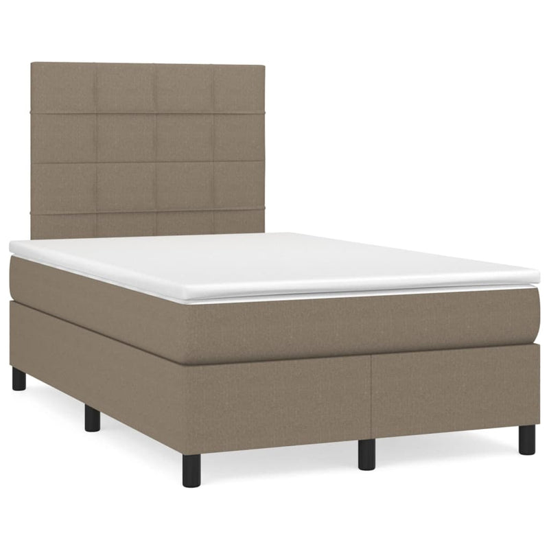 Pat box spring cu saltea, gri taupe, 120x200 cm, textil