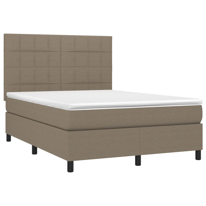 Pat box spring cu saltea, gri taupe, 140x200 cm, textil