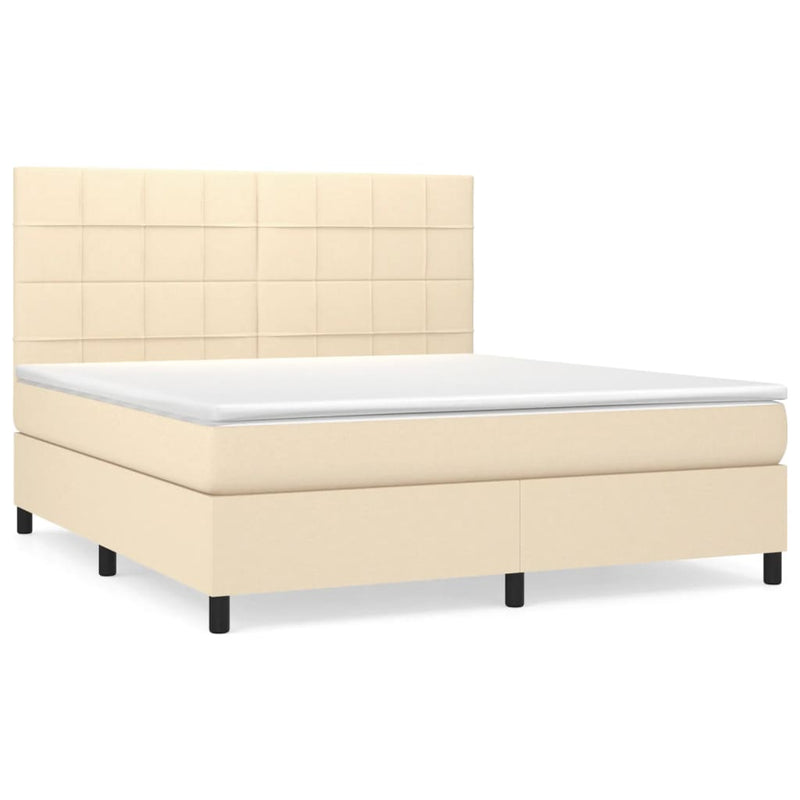 Pat continental cu saltea, crem, 180x200 cm, textil