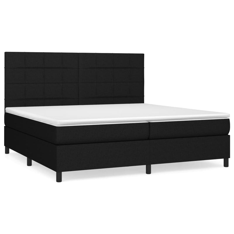 Pat box spring cu saltea, negru, 200x200 cm, textil