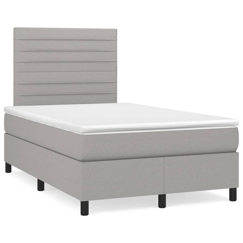Pat box spring cu saltea, gri deschis, 120x200 cm, textil