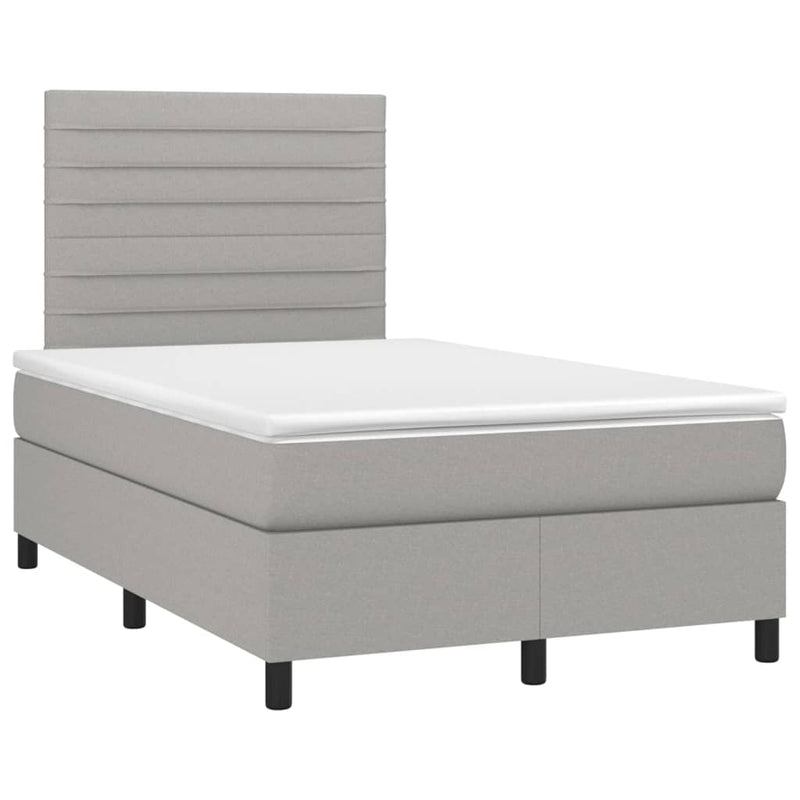 Pat box spring cu saltea, gri deschis, 120x200 cm, textil