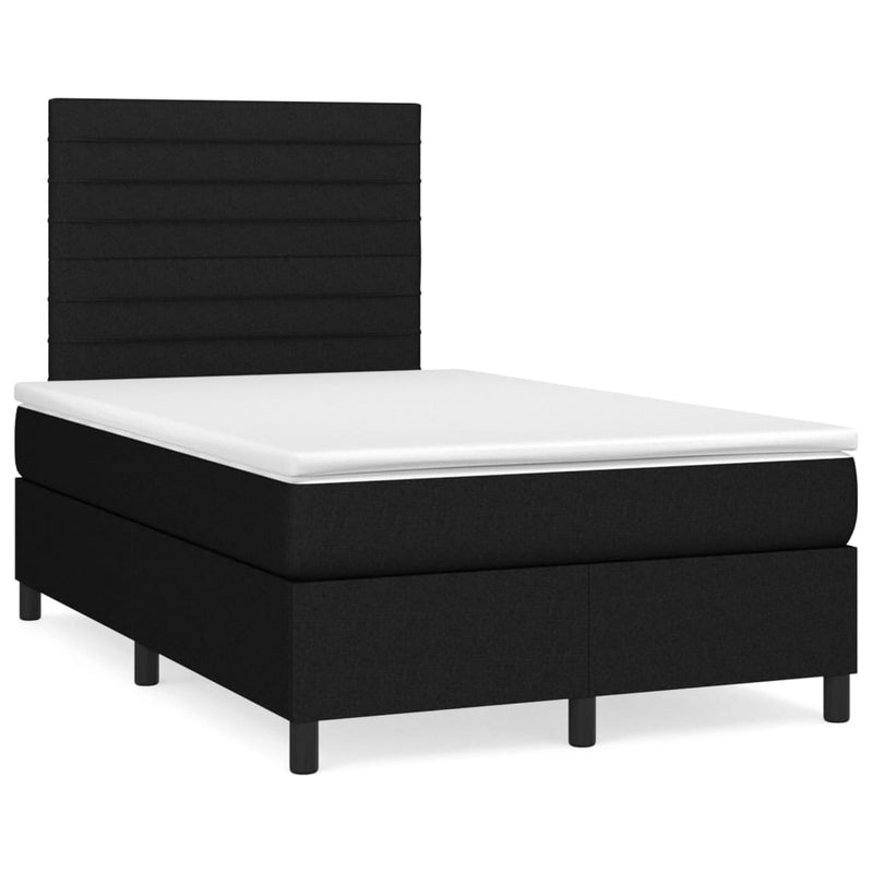 Pat box spring cu saltea, negru, 120x200 cm, textil