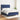 Pat continental cu saltea, albastru, 140x200cm, material textil