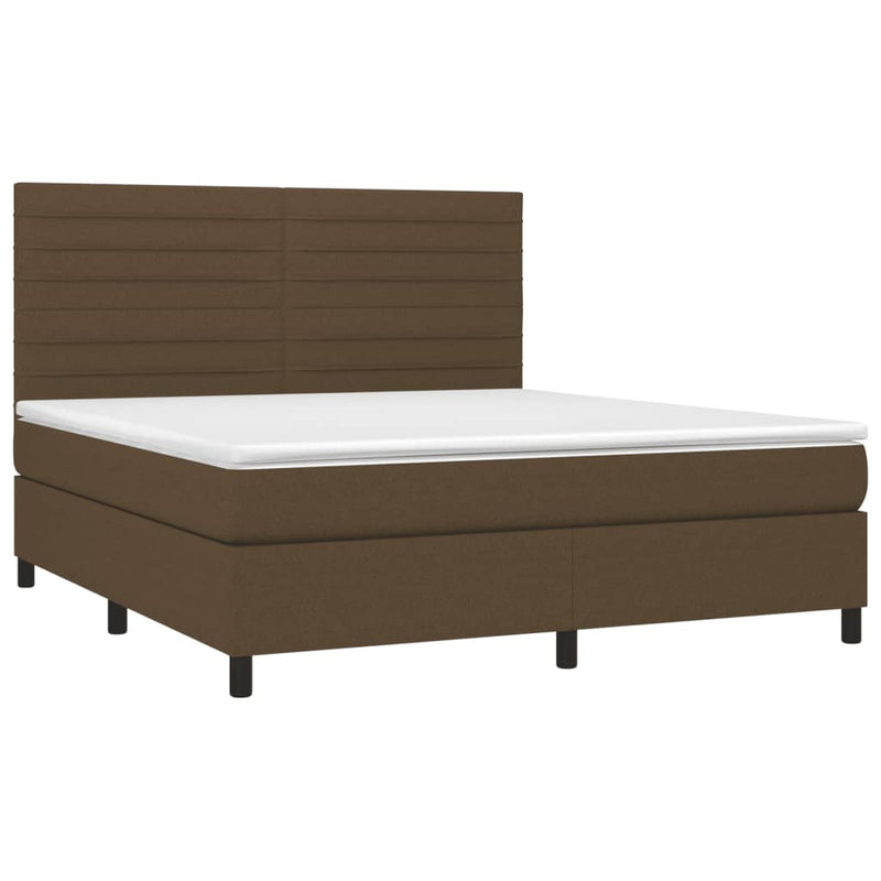Pat box spring cu saltea, maro închis, 160x200 cm, textil