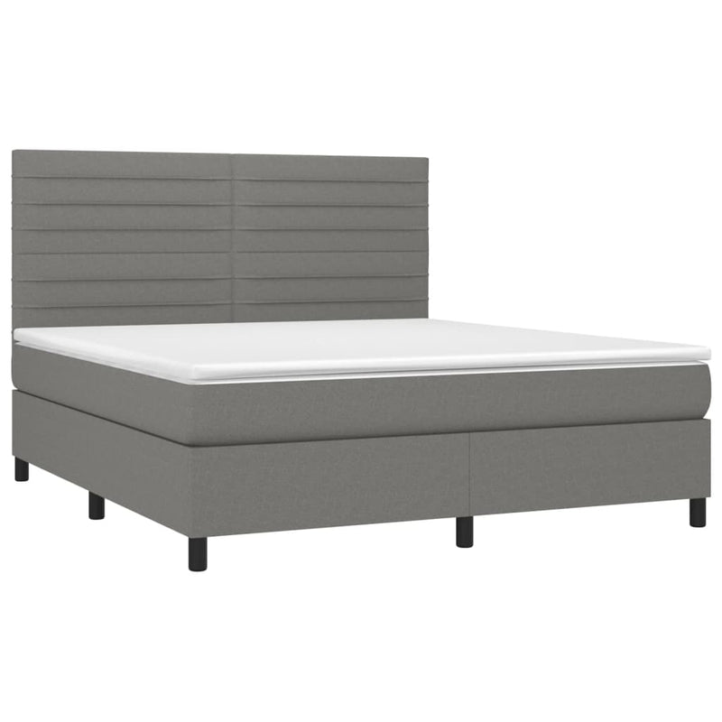 Pat box spring cu saltea, gri închis, 180x200 cm, textil