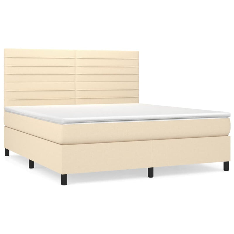 Pat continental cu saltea, crem, 180x200 cm, textil
