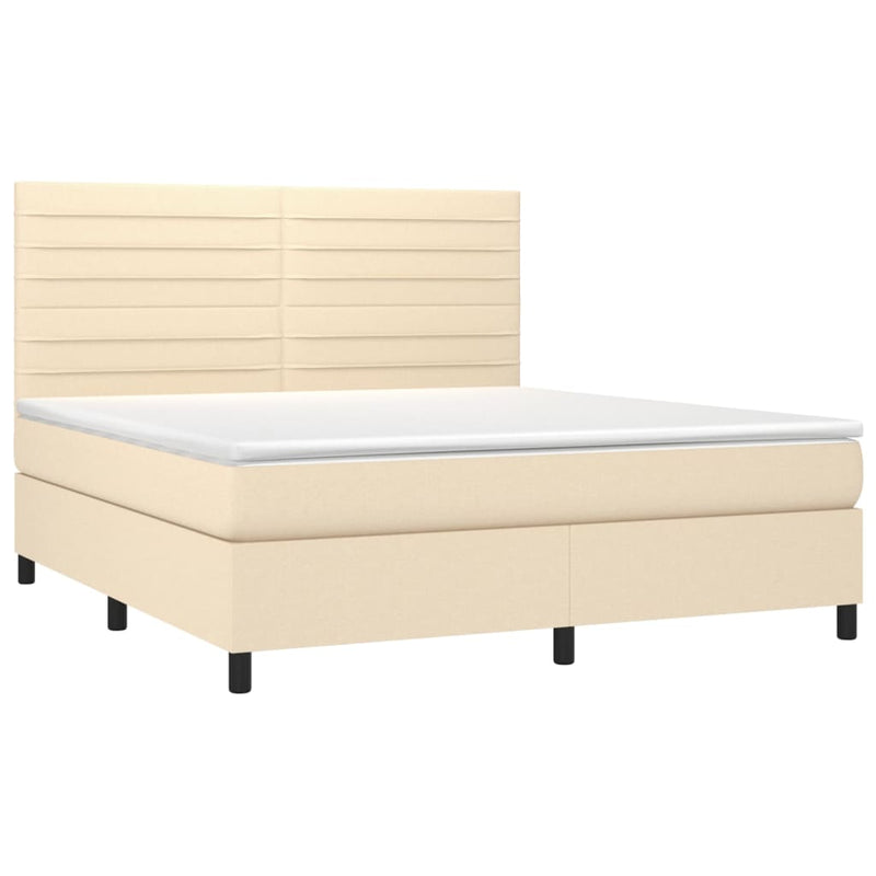 Pat continental cu saltea, crem, 180x200 cm, textil