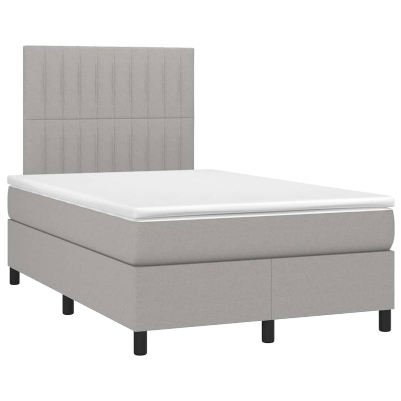 Pat box spring cu saltea, gri deschis, 120x200 cm, textil