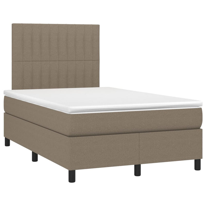 Pat box spring cu saltea, gri taupe, 120x200 cm, textil