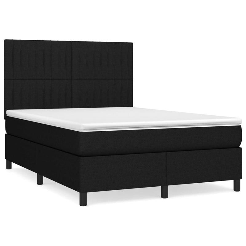 Pat box spring cu saltea, negru, 140x200 cm, textil