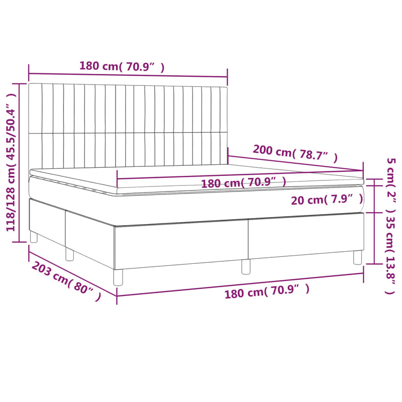 Pat box spring cu saltea, negru, 180x200 cm, catifea