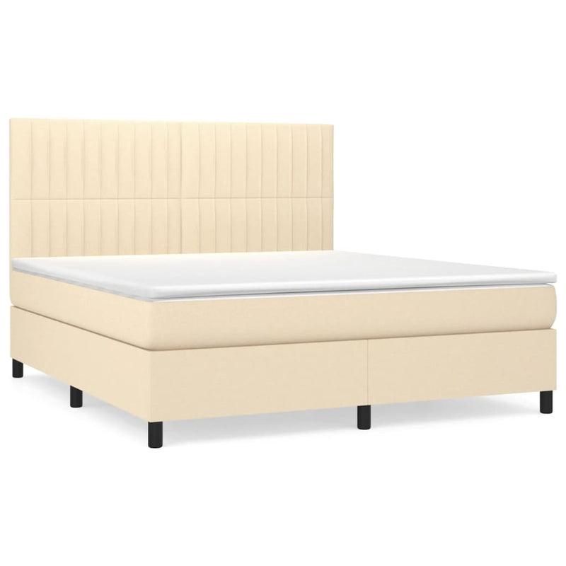 Pat continental cu saltea, crem, 180x200 cm, textil
