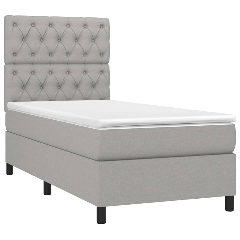 Pat continental cu saltea, gri deschis, 80x200 cm, textil