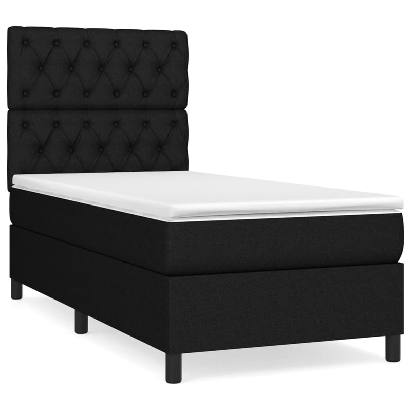 Pat box spring cu saltea, negru, 80x200 cm, textil