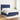 Pat box spring cu saltea, albastru, 140x200 cm, textil